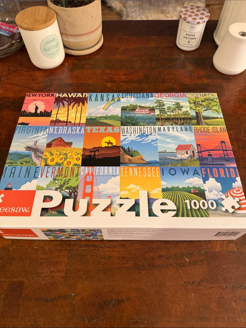 1000-Piece U.S. States Colorful Travel Poster Puzzle - Multicolor